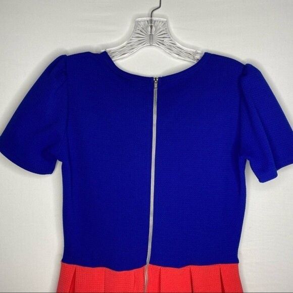 LulaRoe Blue Coral Pink Pleated Fit & Flare Amelia Dress Small - Picture 6 of 9